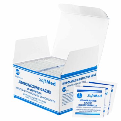 Gaziki nasączone alkoholem SoftMed 6 x 6 cm, 100 szt.