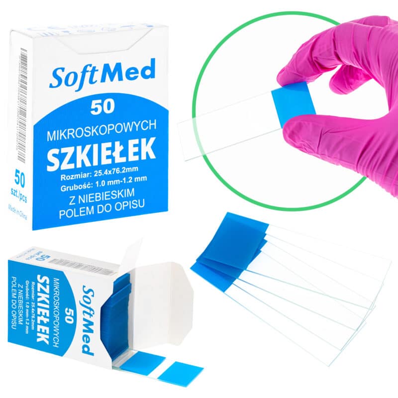 Szkiełka podstawowe mikroskopowe 76 x 26 mm z polem do opisu