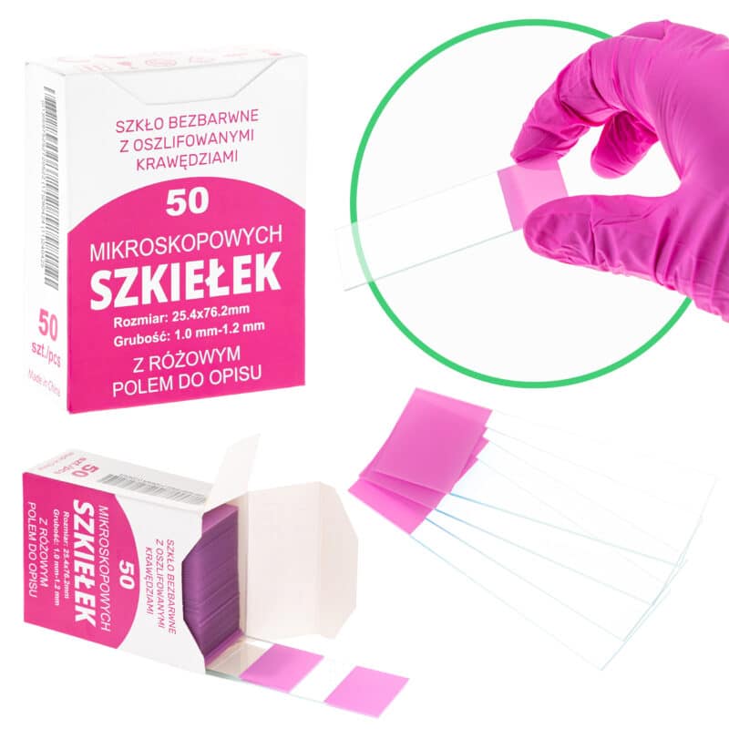 Szkiełka podstawowe mikroskopowe 76 x 26 mm z polem do opisu