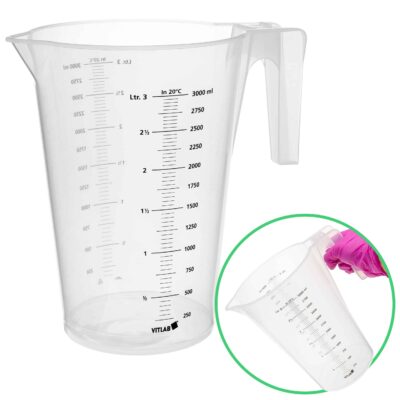 VITLAB Zlewka z uchem czarna skala 3000 ml