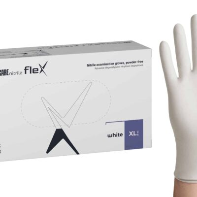 easyCARE flex Rękawice diagnostyczne nitrylowe, bezpudrowe, białe, 100 szt.