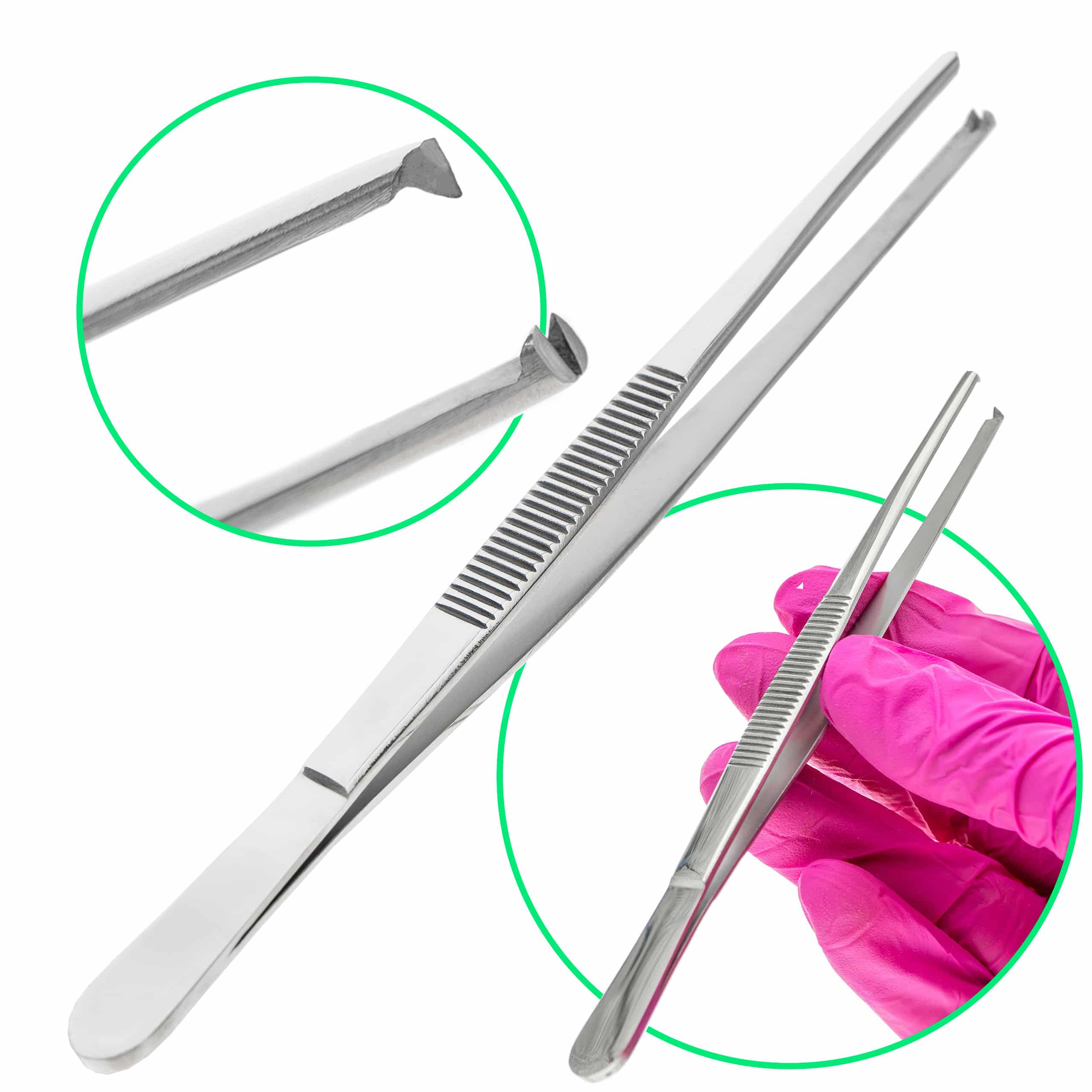 Pęseta chirurgiczna prosta z ząbkami układ 1:2 stal nierdzewna 18/8