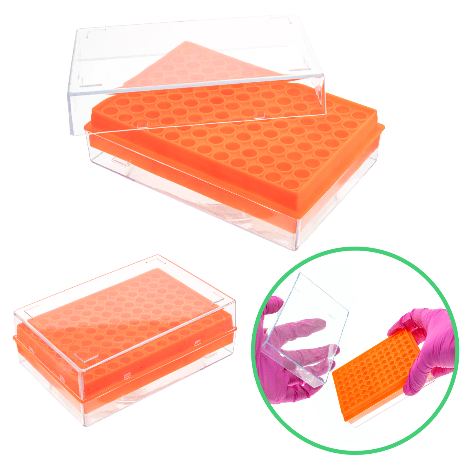 Statyw na probówki PCR 0,2 ml, 96 miejsc, pokrywka PC