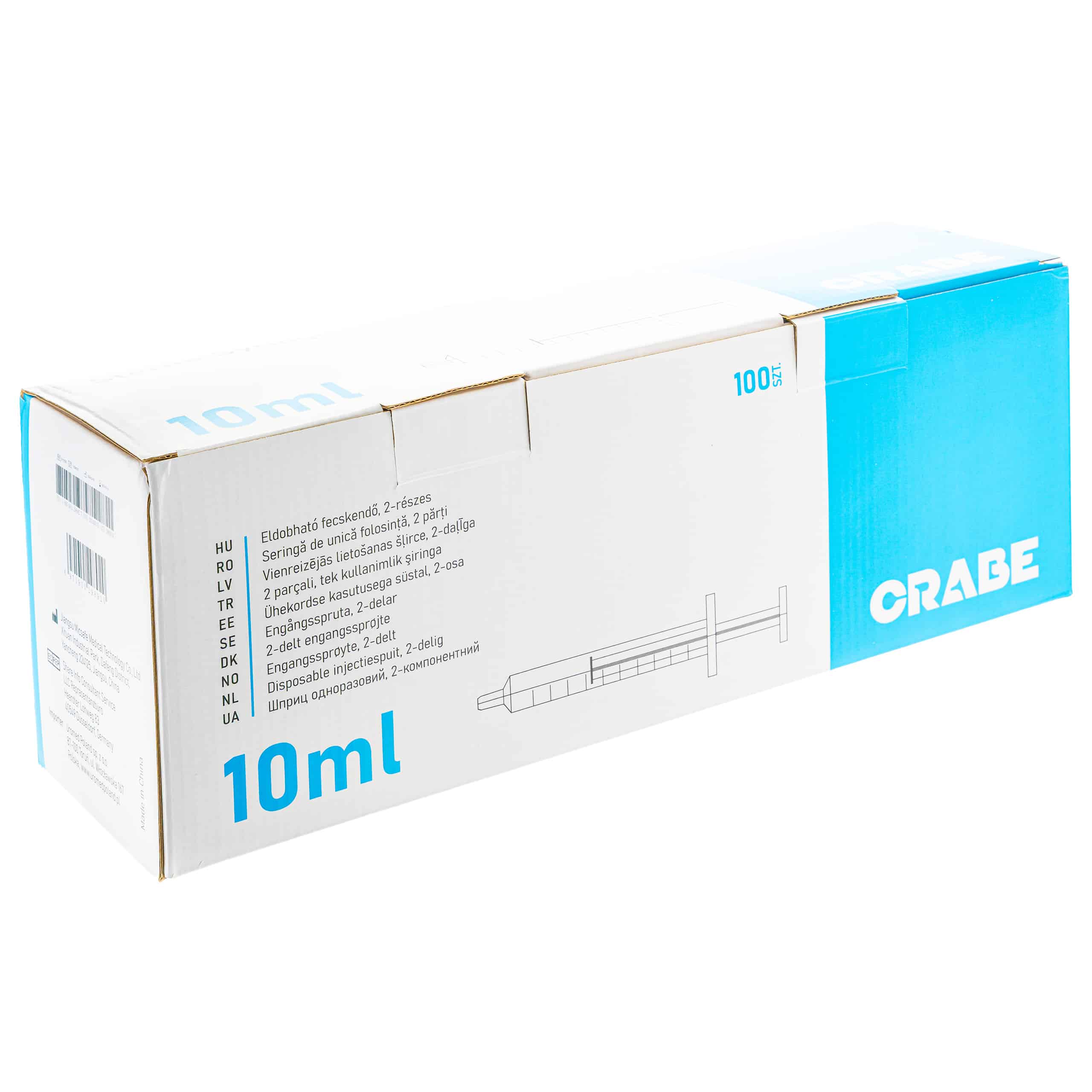 CRABE Strzykawka dwuczęściowa, luer, sterylna, 100 szt.