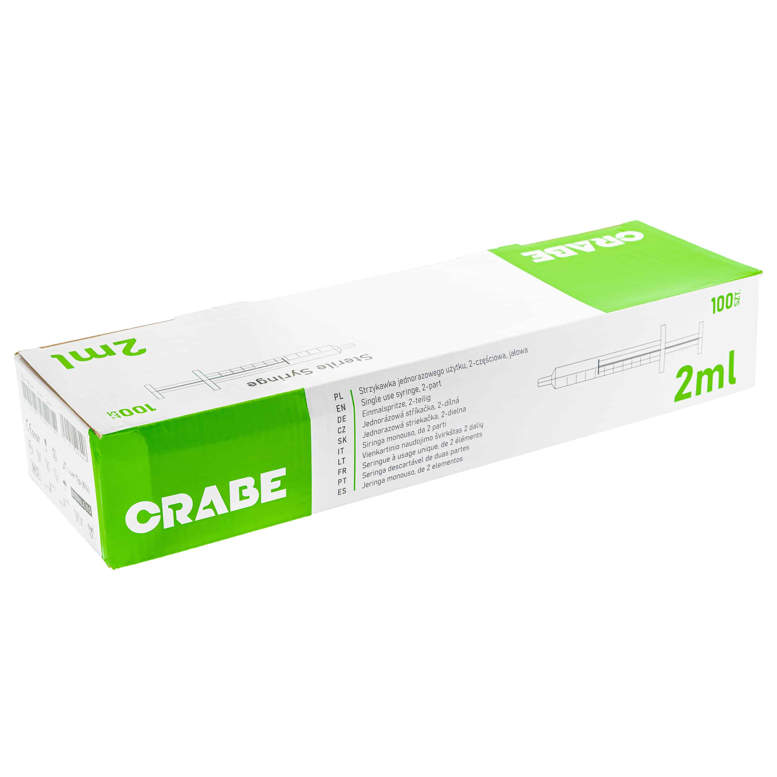 CRABE Strzykawka dwuczęściowa, luer, sterylna, 100 szt.