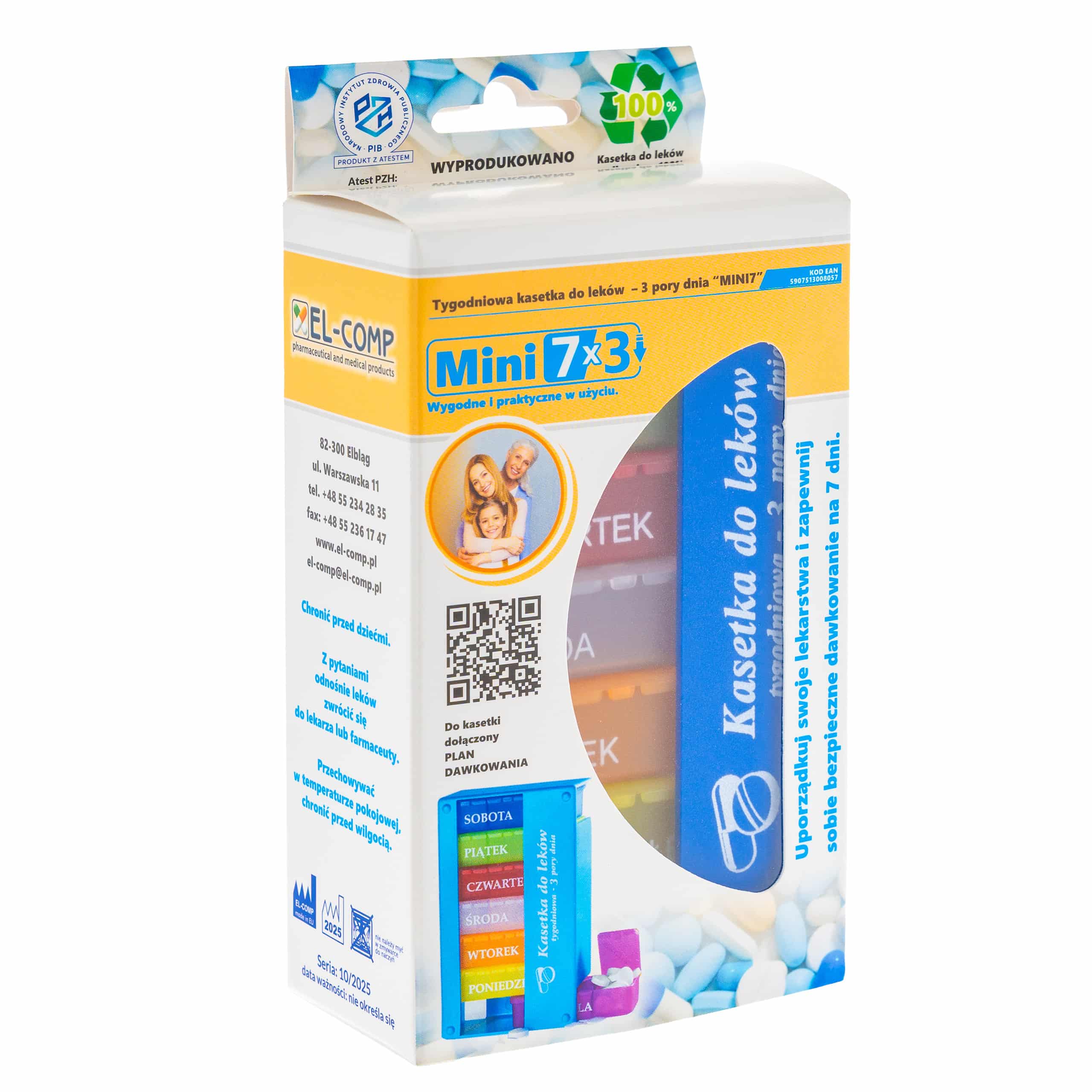 Kasetka na leki, tygodniowa – 3 pory dnia | MINI 7×3