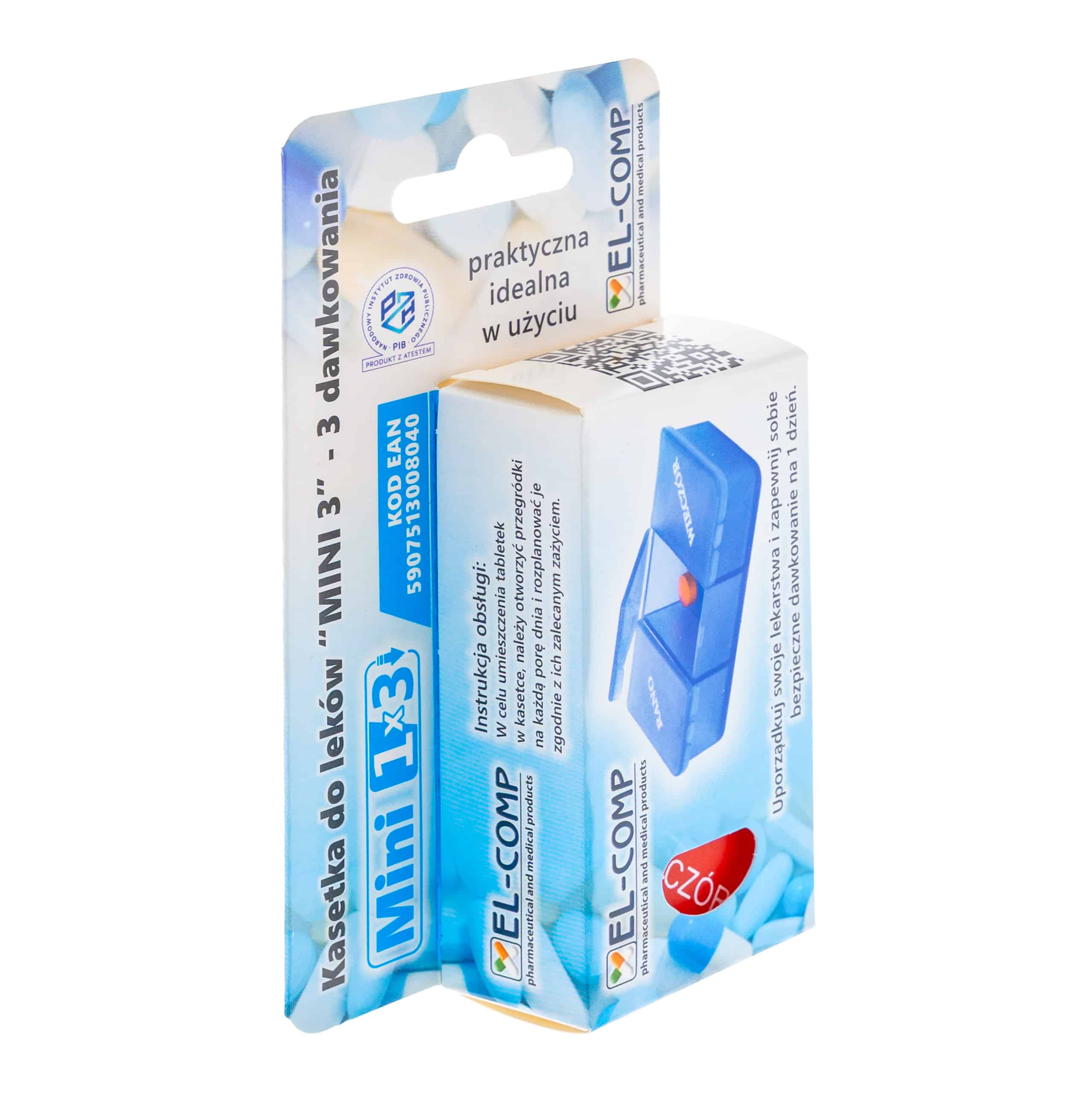 Kasetka na leki, jednodniowa – 3 pory dnia | MINI 3×1