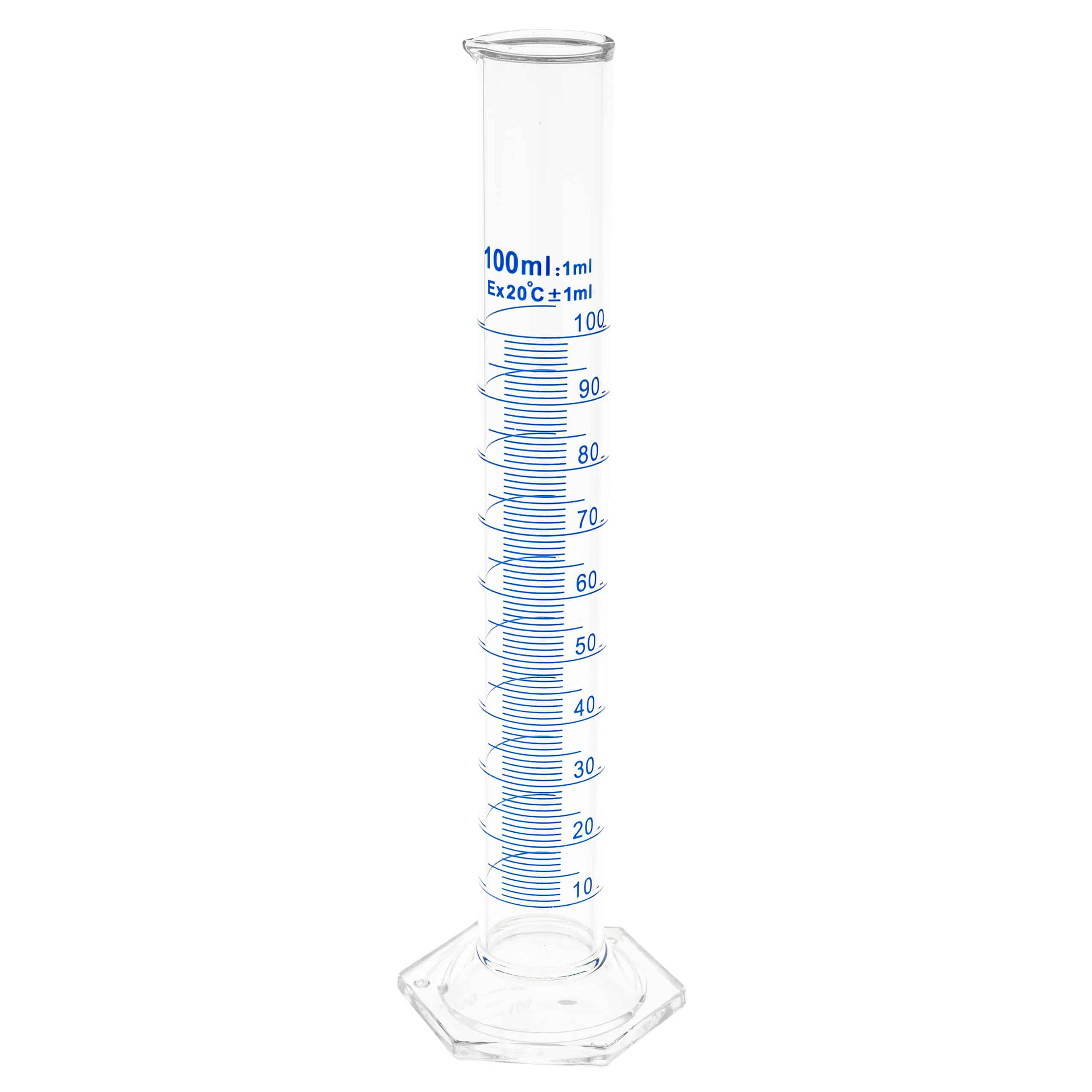 Cylinder miarowy szklany, klasa B, stopka sześciokątna