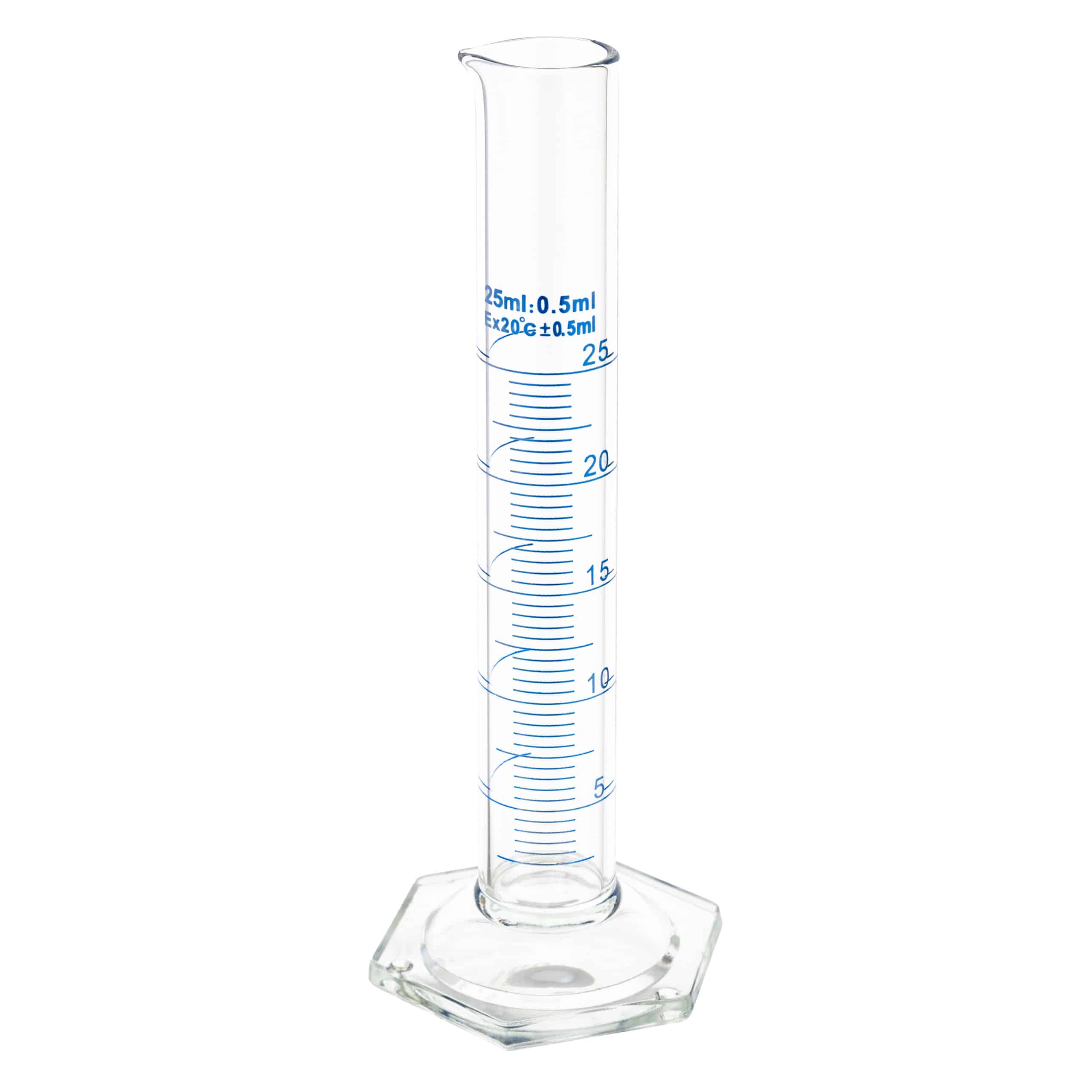 Cylinder miarowy szklany, klasa B, stopka sześciokątna