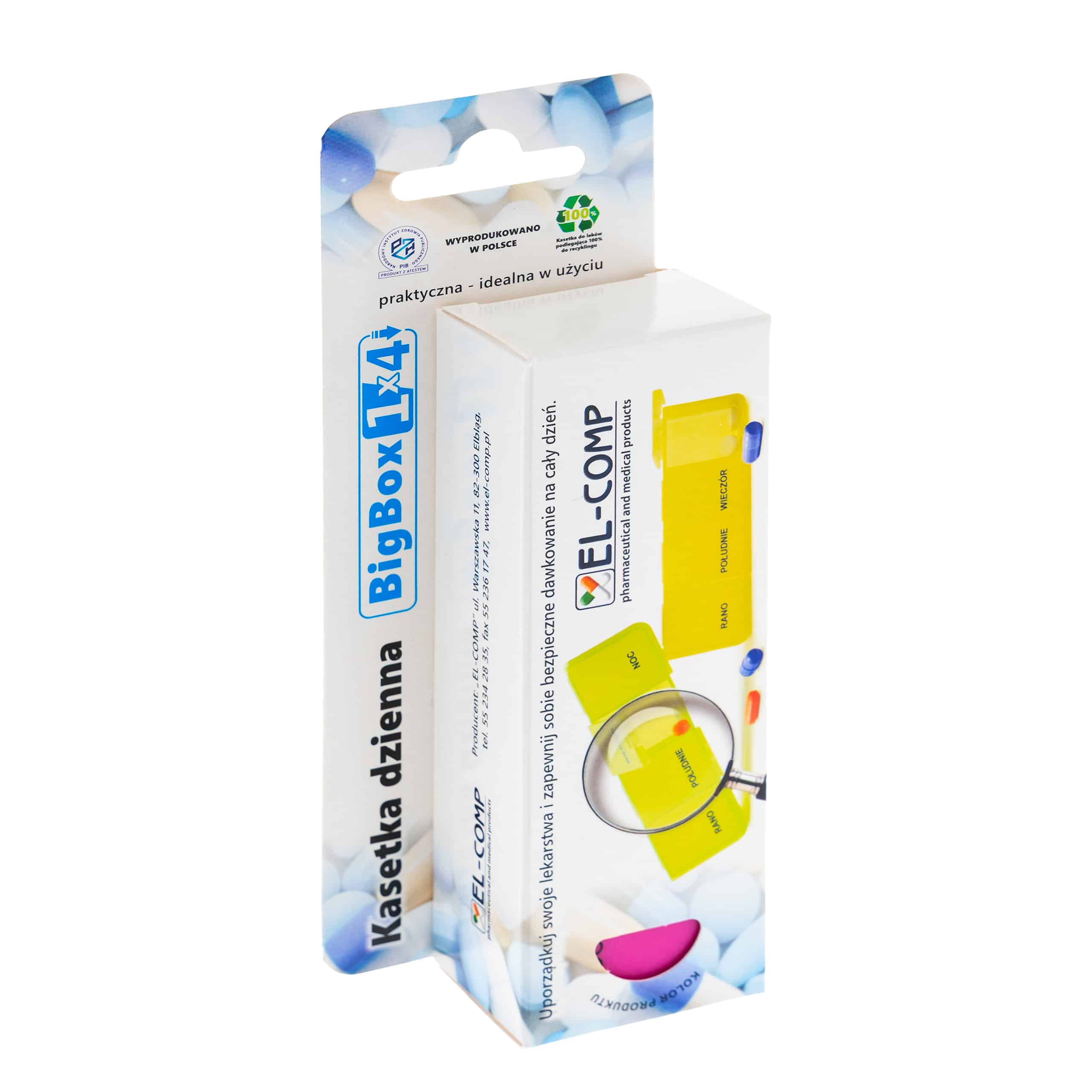 Kasetka na leki, jednodniowa – 4 pory dnia | BigBox 1×4