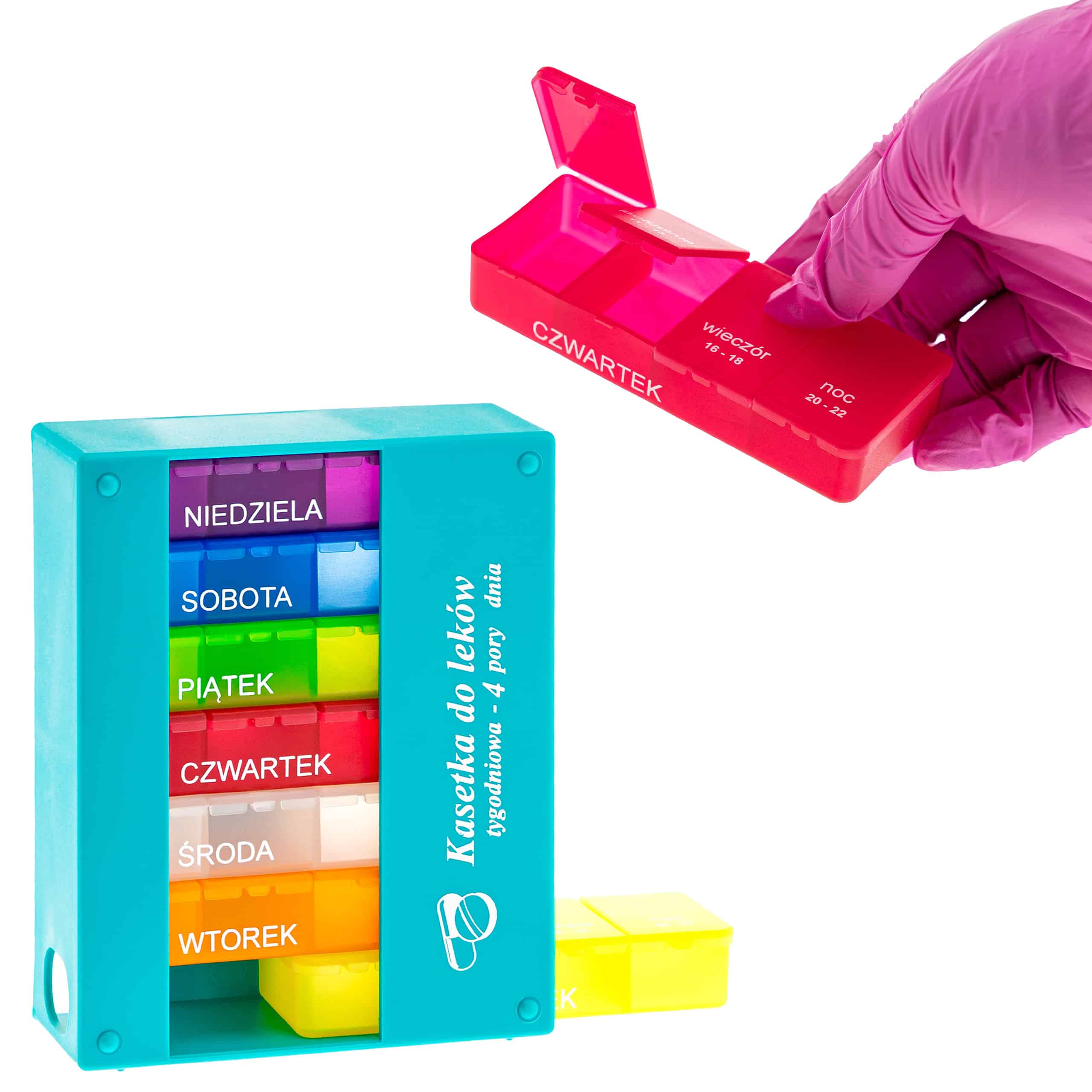Kasetka na leki, tygodniowa – 4 pory dnia | Elena 4×7