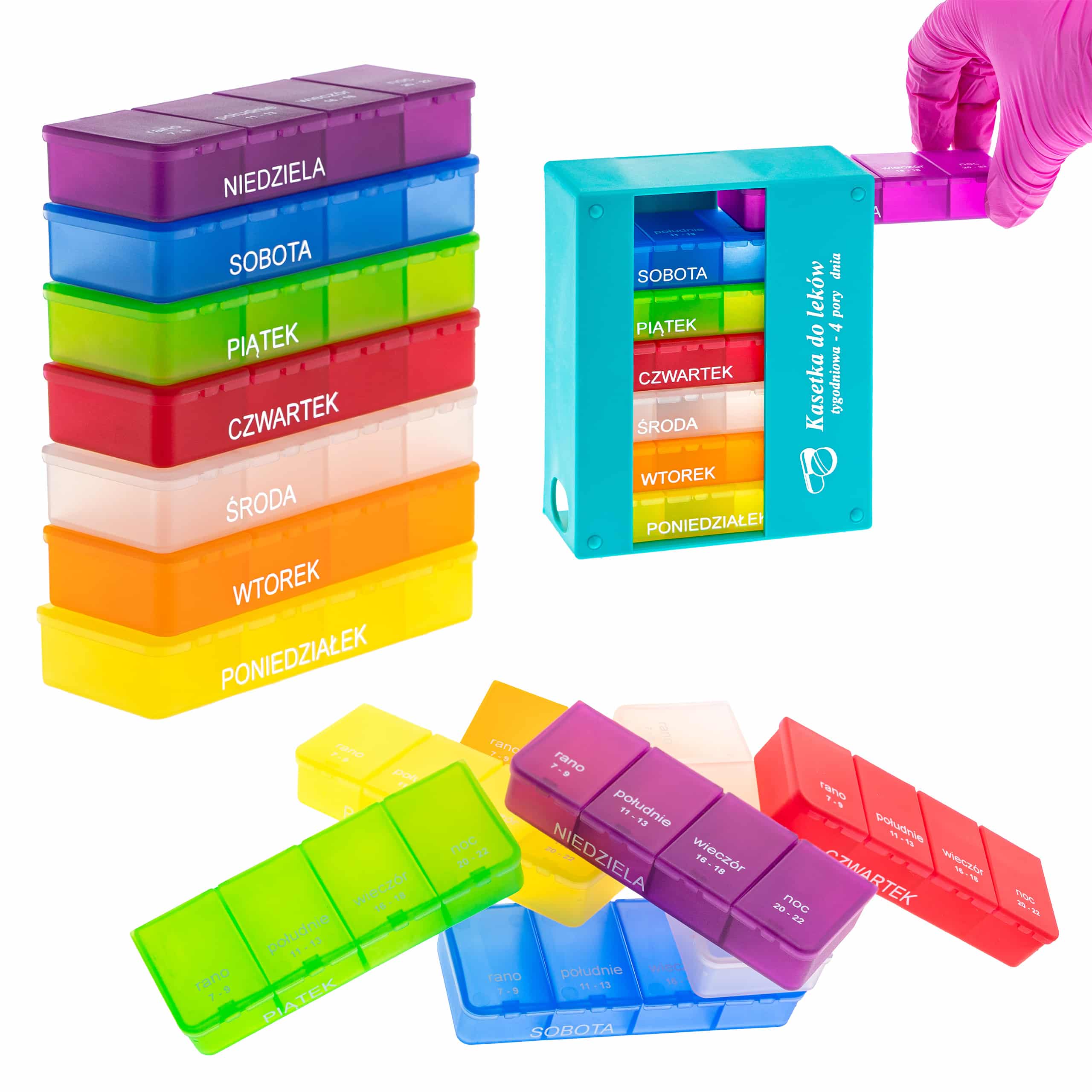 Kasetka na leki, tygodniowa – 4 pory dnia | Elena 4×7