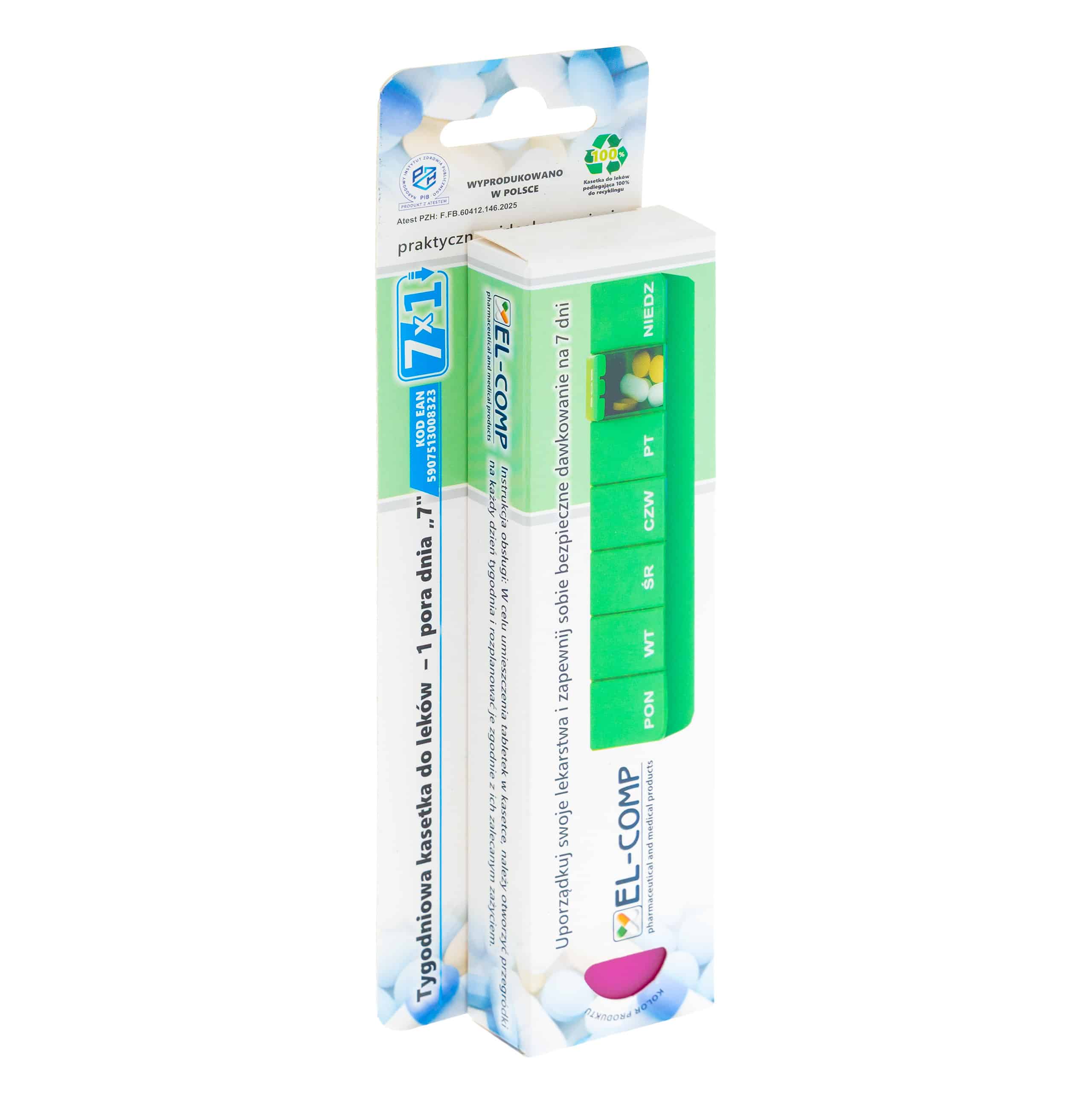 Kasetka na leki, tygodniowa – 1 pora dnia