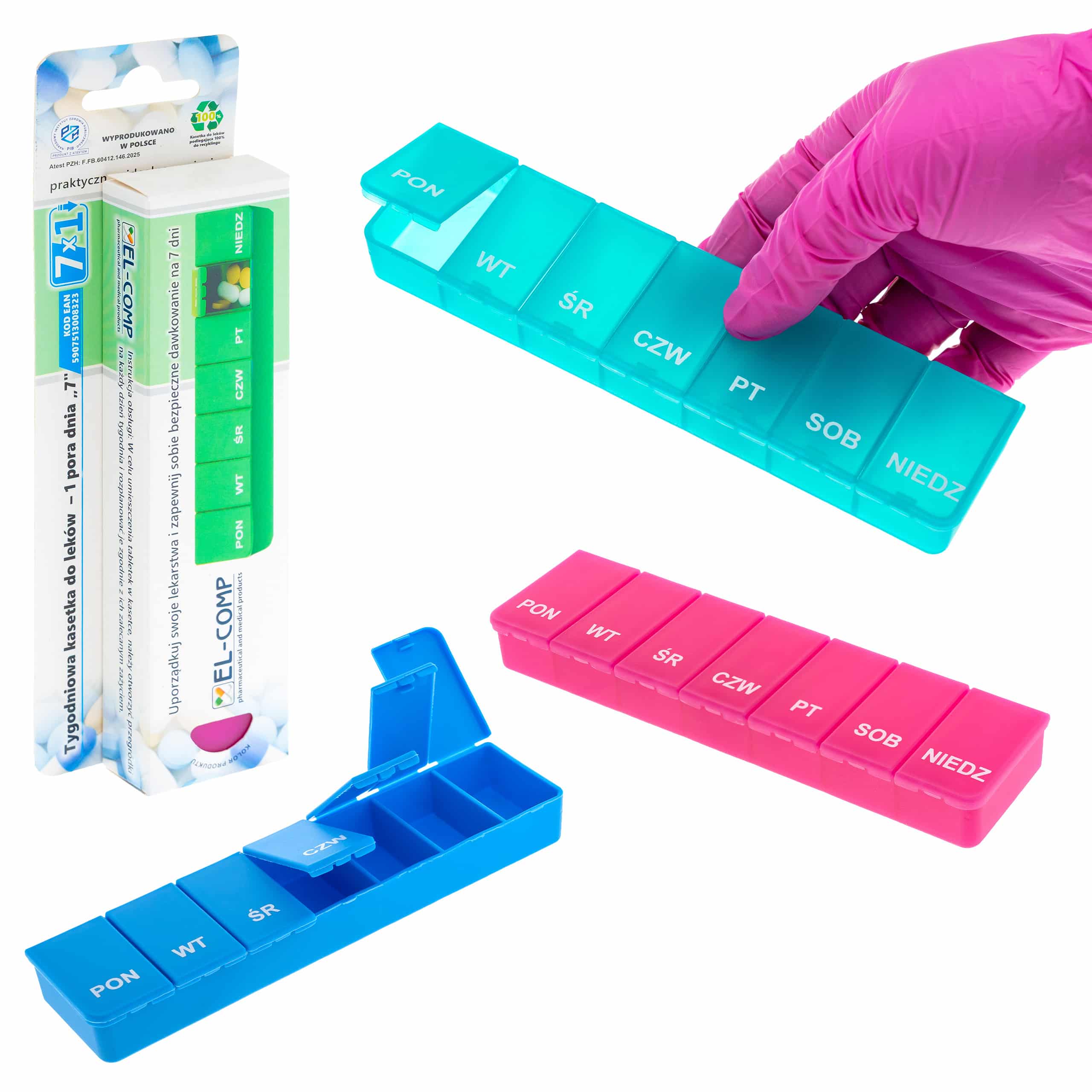 Kasetka na leki, 7 dniowa, 1 pora dnia