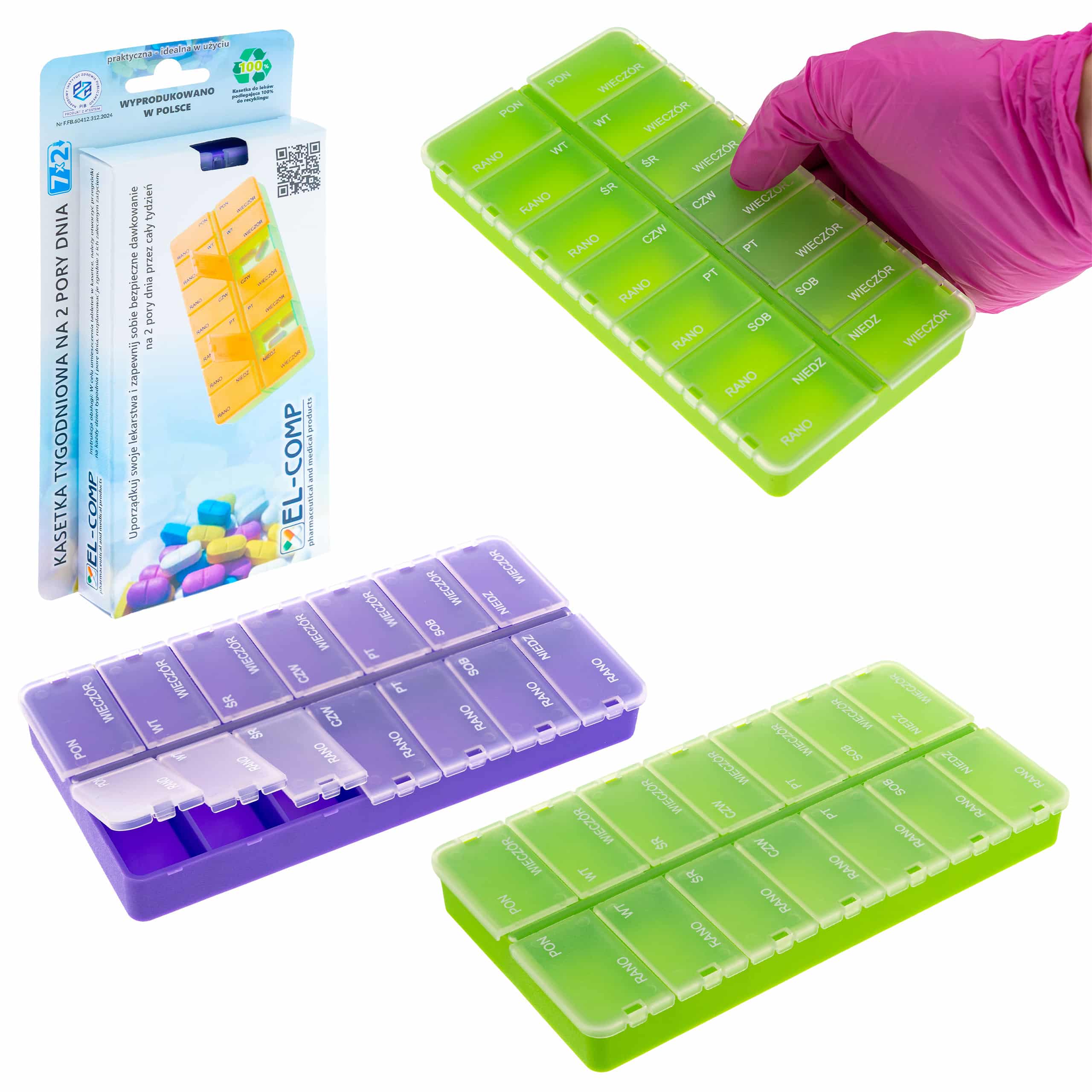 Kasetka na leki, tygodniowa - 2 pory dnia