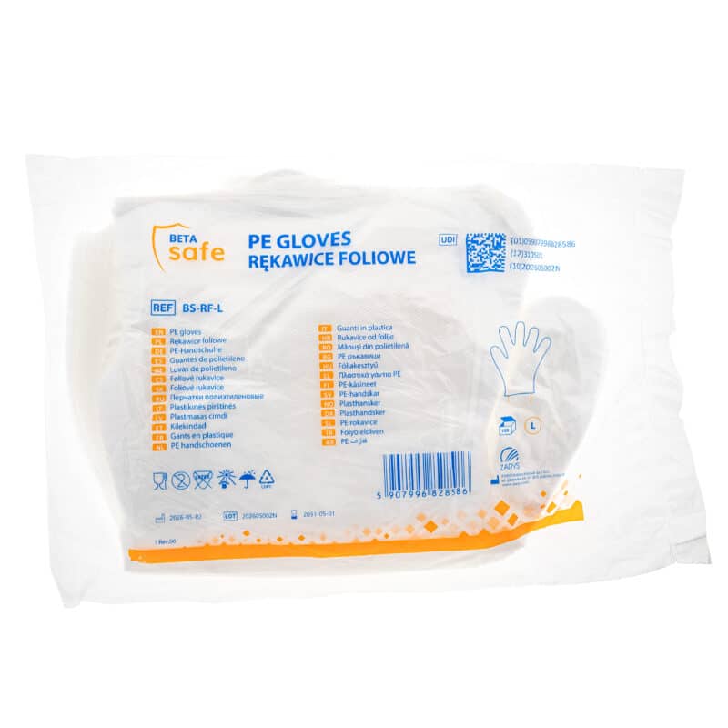 Rękawiczki foliowe jednorazowe HDPE – zrywki, 100 szt.