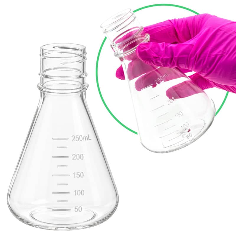 Kolba Erlenmeyera do hodowli bakterii i drożdży, PC, 125-500 ml